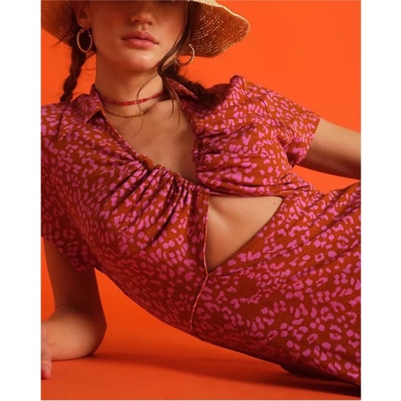 Free People Medium New with Tags NWT Marsaille Mini Dress Rust Print - Picture 5 of 12